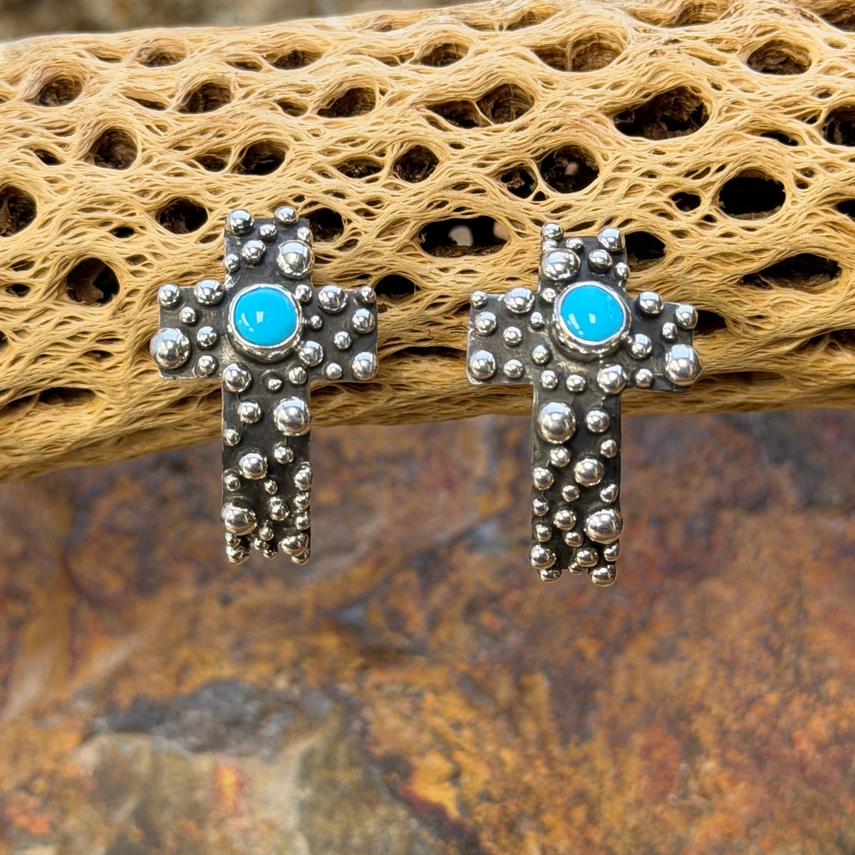 A. Douglas sterling silver turquoise cross earrings