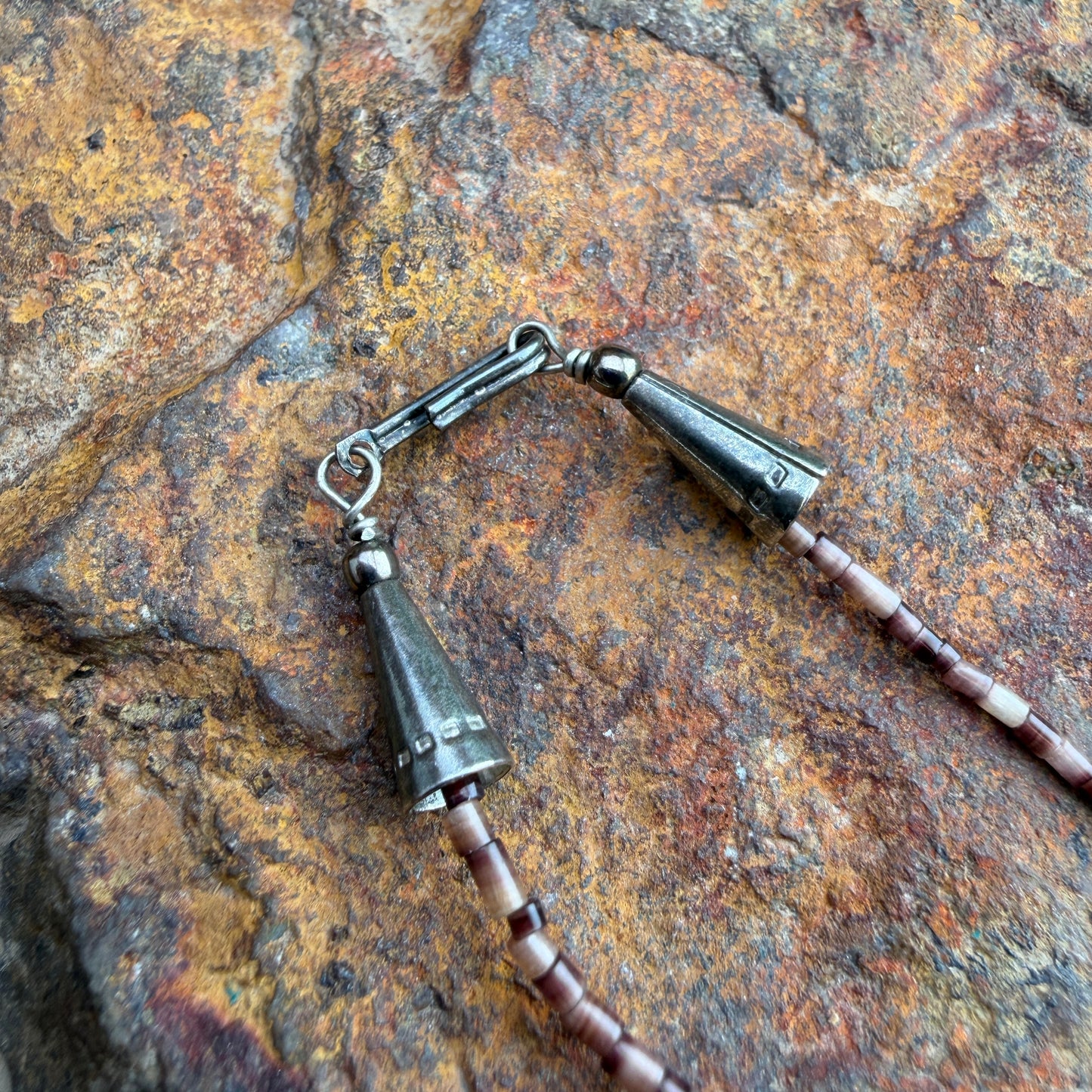 Vintage Marble Bison Fetish Necklace with Heishi Beads - Estate