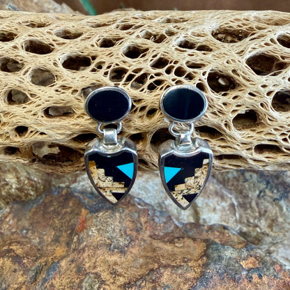 Vintage David Rosales Turquoise Creek Drop Earrings — Estate