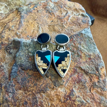 Vintage David Rosales Turquoise Creek Drop Earrings — Estate