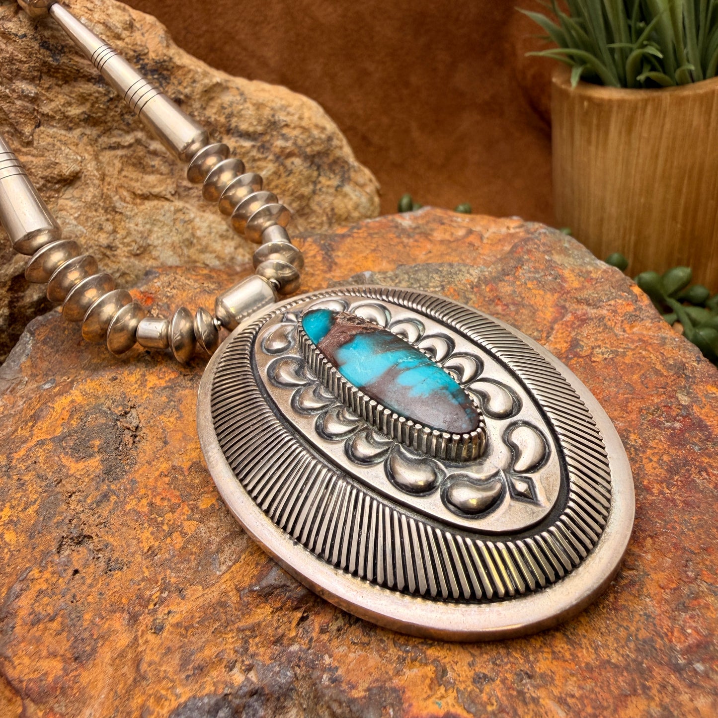 Large pendant with turquoise centerpiece