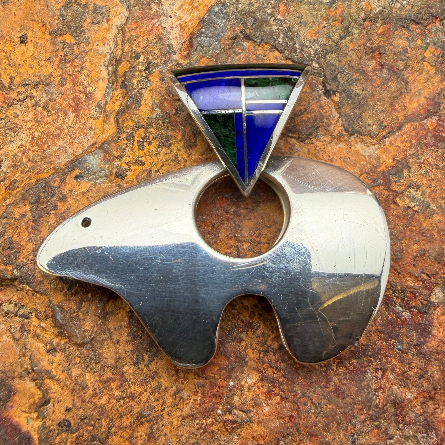 Vintage Ray Tracey Knifewing Sterling Silver Bear Pendant - Estate