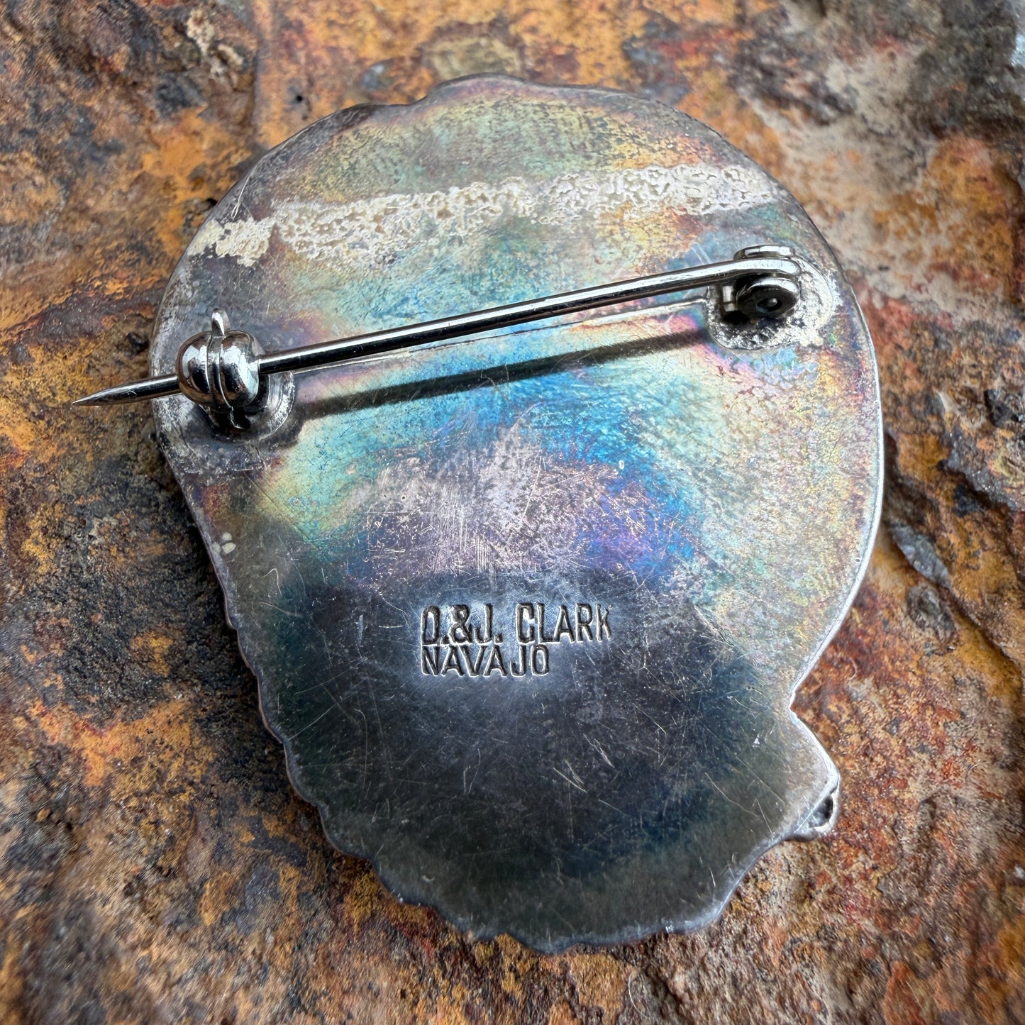Vintage Navajo Turquoise Sterling Silver Brooch - Estate