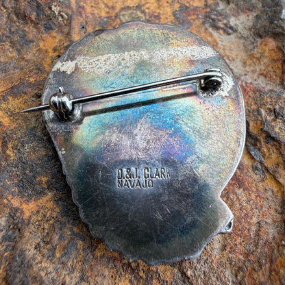 Vintage Navajo Turquoise Sterling Silver Brooch - Estate