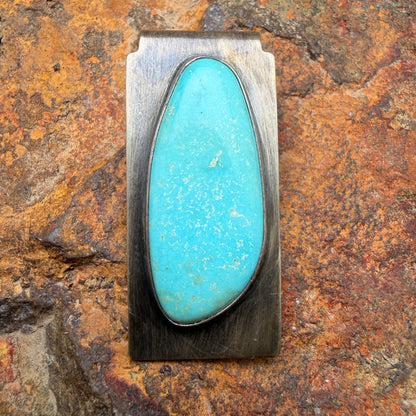 Vintage Sterling Silver Turquoise Money Clip by HMS — Estate
