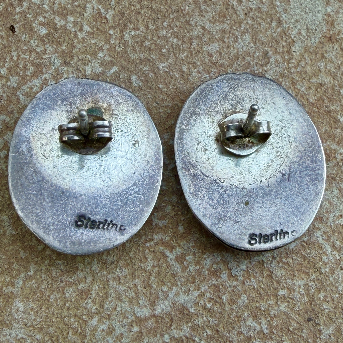 Vintage Turquoise Sterling Silver Post Earrings - Estate