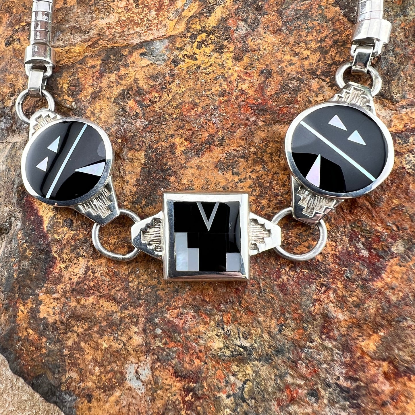 Vintage David Rosales Tuxedo Collection Sterling Silver Necklace - Estate