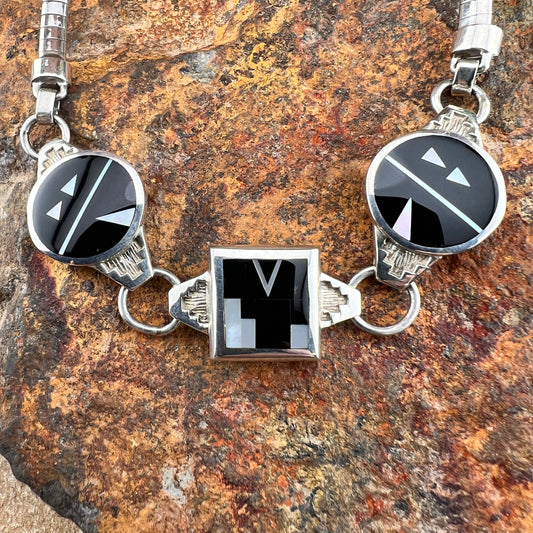 Vintage David Rosales Tuxedo Collection Sterling Silver Necklace - Estate