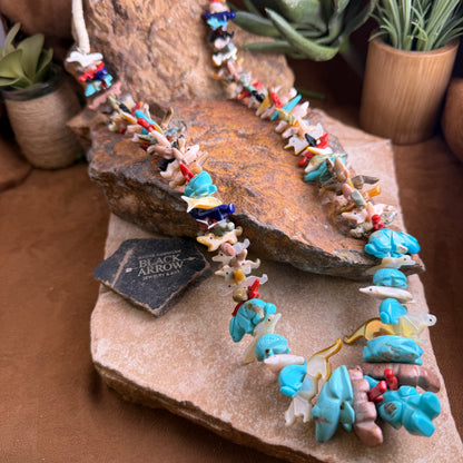 Vintage Zuni Fetish Necklace 34" | Estate Native American Jewelry | Black Arrow Gallery