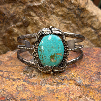 Reverse of vintage cuff showing engraved Handmade by RECO hallmark