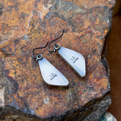 Sterling Silver White Buffalo Curved Dangle Earrings by Loretta Delgarito
