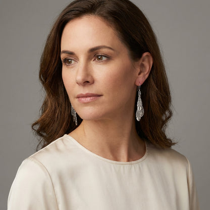 3 Tier Dangle Feather Cluster Earrings by Ray Coriz