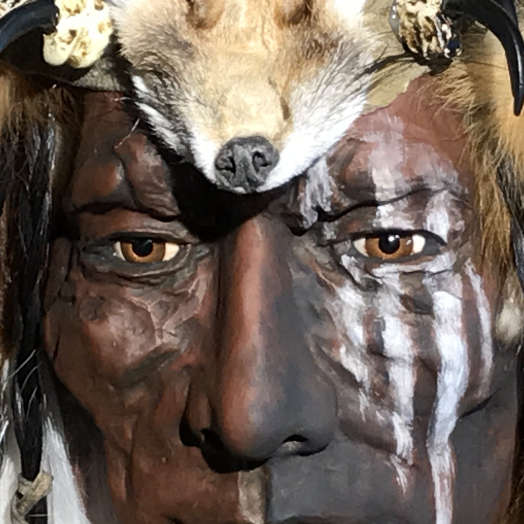 Dog Soldier VII Native American Style Spirit Mask by Cindy Jo Popejoy