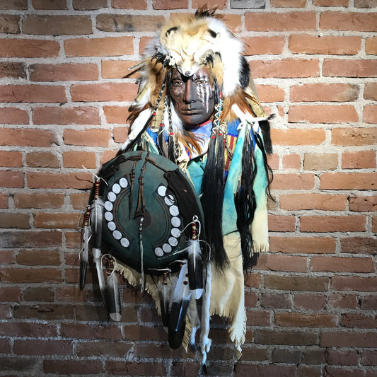 Dog Soldier VII Native American Style Spirit Mask by Cindy Jo Popejoy