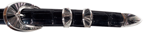BG Mudd Grey Clam Shell & Black Onyx 1" Inlaid Ranger Belt Buckle