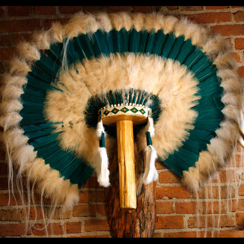 Teal Indian Headdress by Navajo Artists