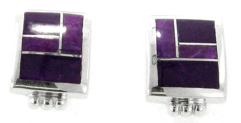 David Rosales Plum Crazy Inlaid Sterling Silver Earrings
