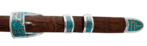 David Rosales Kingman Turquoise Inlaid 1" Ranger Belt Buckle