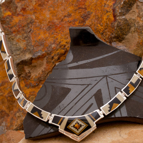 David Rosales Kayenta Inlaid Sterling Silver Necklace