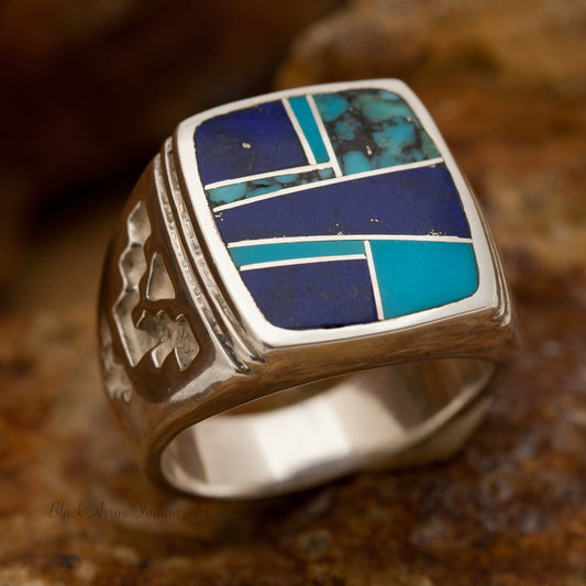 David Rosales Blue Mountain Inlaid Sterling Silver Ring