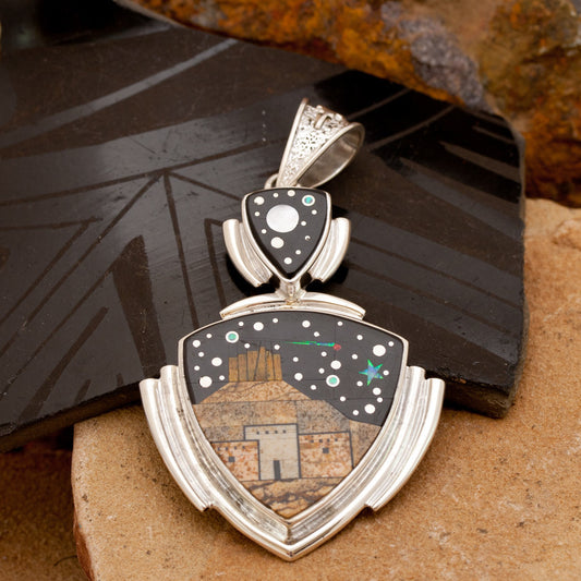 David Rosales Kayenta Lite Night Time Inlaid Sterling Silver Pendant