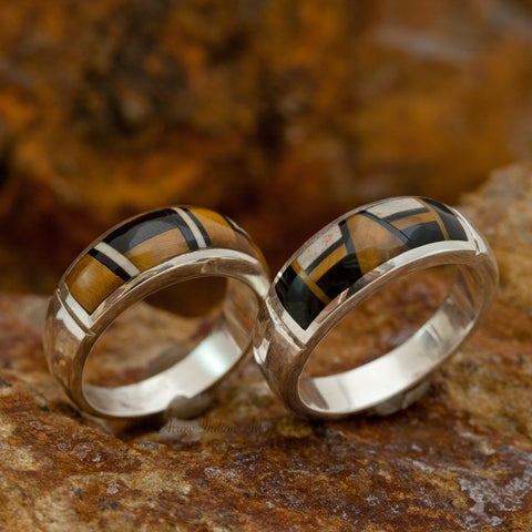 David Rosales Couples' Set Kayenta Inlaid Sterling Silver Ring