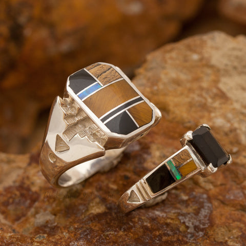 David Rosales Couples' Set Native Lite Inlaid Sterling Silver Ring