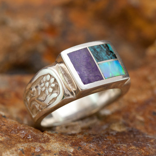 David Rosales Shalako Inlaid Sterling Silver Ring