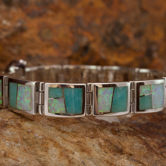 David Rosales Amazing Light Inlaid Sterling Silver Bracelet