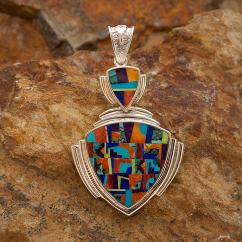 David Rosales Indian Summer Inlaid Sterling Silver Pendant