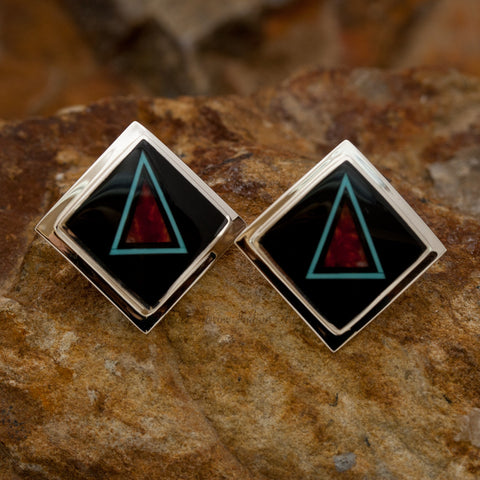 David Rosales Red Canyon Inlaid Sterling Silver Earrings