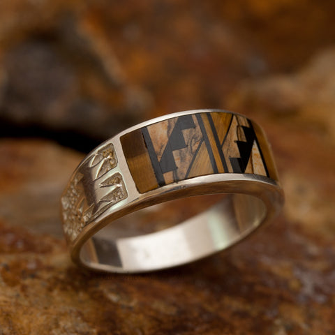 David Rosales Couples' Set Native Earth Inlaid Sterling Silver Ring