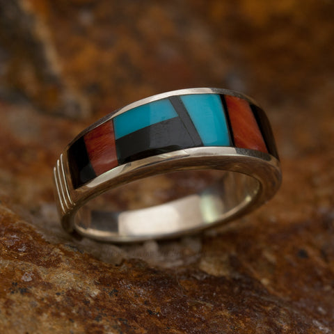 David Rosales Red Canyon Inlaid Sterling Silver Ring
