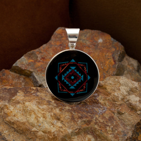 David Rosales Red Canyon Inlaid Sterling Silver Pendant