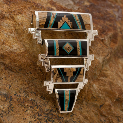 David Rosales Turquoise Creek Inlaid Sterling Silver Pendant
