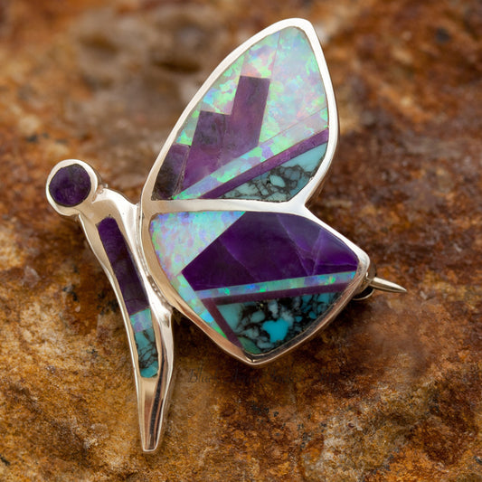 David Rosales Shalako Inlaid Sterling Silver Pendant and Broach