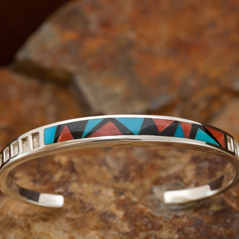 David Rosales Red Canyon Inlaid Sterling Silver Bracelet