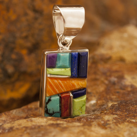 David Rosales Indian Summer Cobble Inlaid Sterling Silver Pendant
