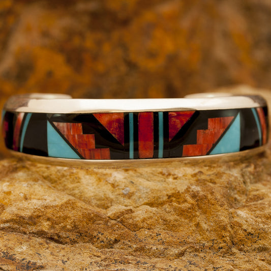 David Rosales Red Canyon Inlaid Sterling Silver Bracelet
