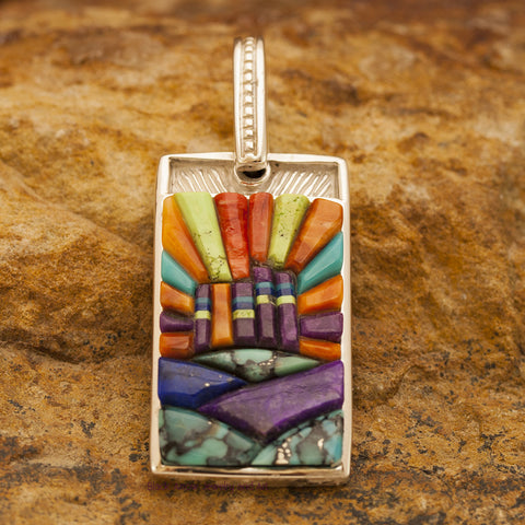 David Rosales Indian Summer Cobble Inlaid Sterling Silver Pendant