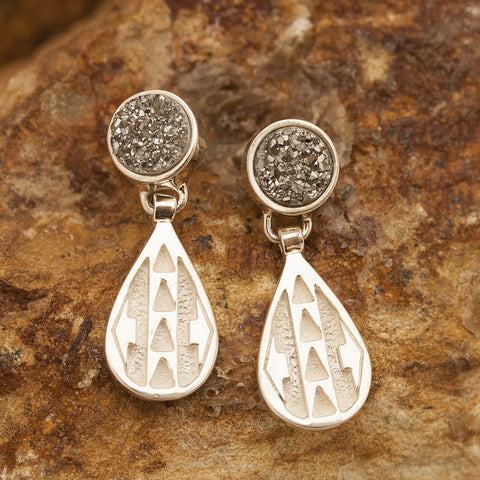 David Rosales Sterling Silver and Druzy Earrings