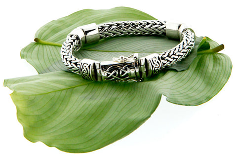 Keith Jack Sterling Silver Dragon Weave Hinged Bracelet w/ Clasp