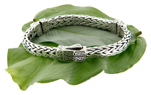 Keith Jack Sterling Silver Dragon Weave Square Hinged Bracelet w/ Clasp