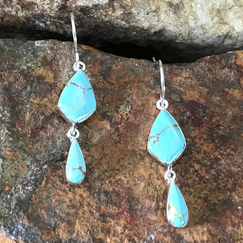 Nevada Turquoise Sterling Silver Earrings by Sheryl Martinez