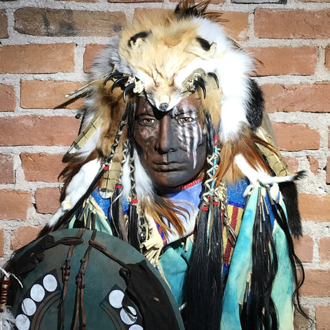 Dog Soldier VII Native American Style Spirit Mask by Cindy Jo Popejoy
