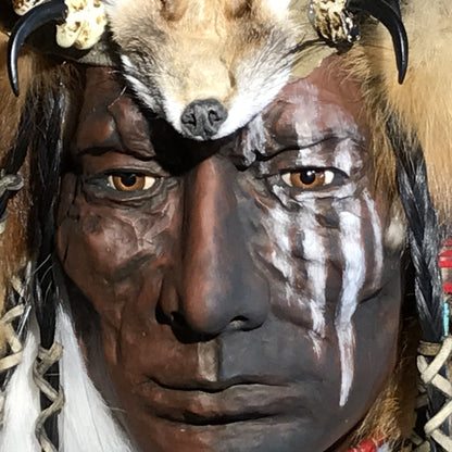 Dog Soldier VII Native American Style Spirit Mask by Cindy Jo Popejoy