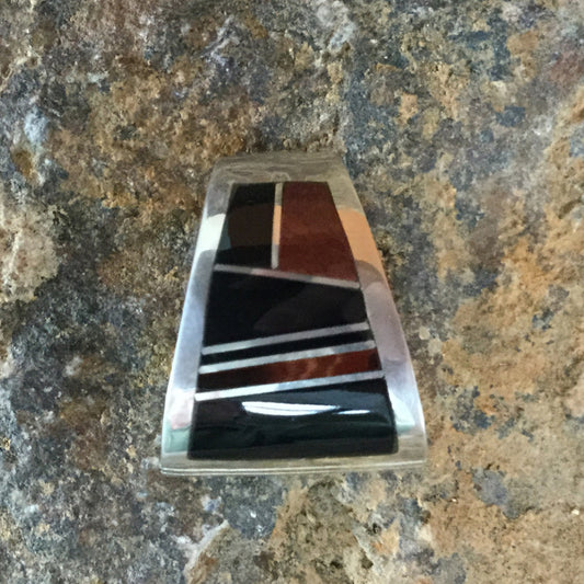 David Rosales Black Tiger Inlaid Sterling Silver Pendant