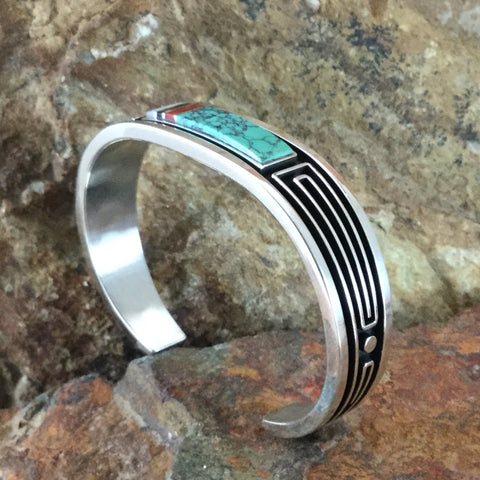 Inlaid Sterling Silver Bracelet by Albert Nells