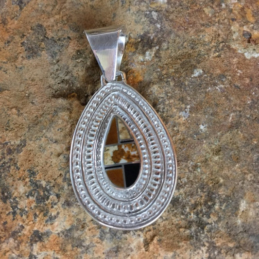 David Rosales Native Earth Inlaid Sterling Silver Pendant