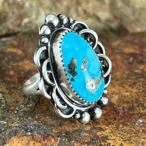 Bisbee Turquoise Sterling Silver Ring by Mary Tso